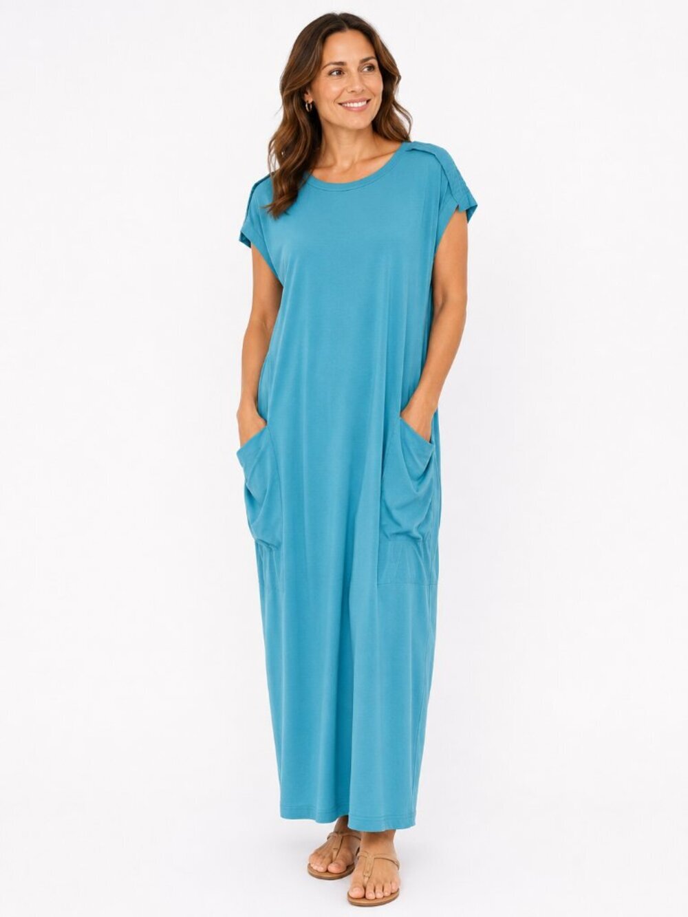 NWT SYMPLI Turquoise Pocket Maxi Dress - 10